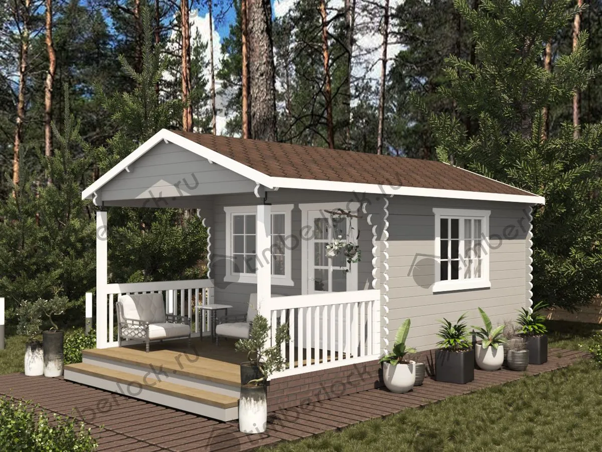 Садовый домик с верандой С-354-2