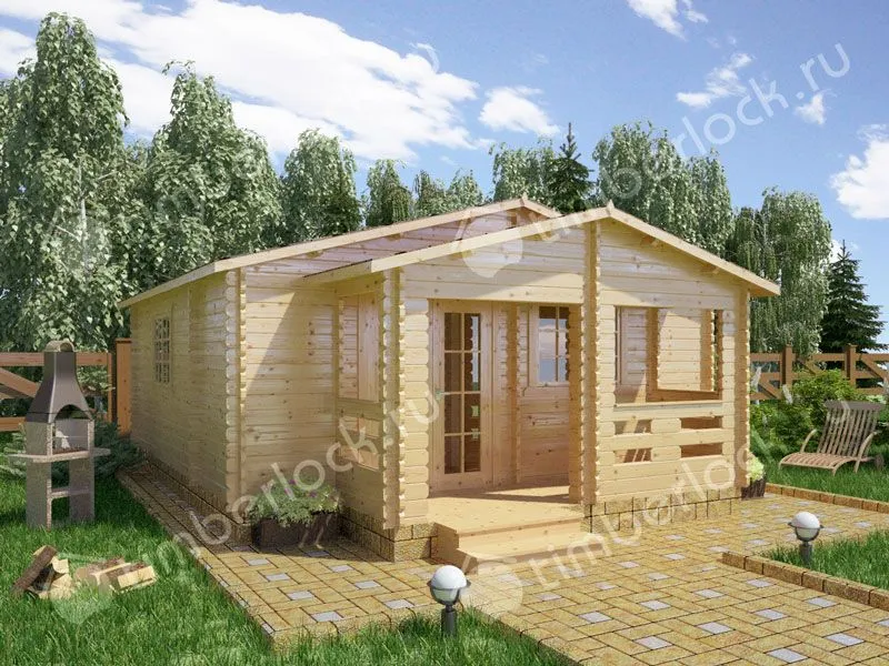 Дачный домик  6х6 с верандой Д-66-3