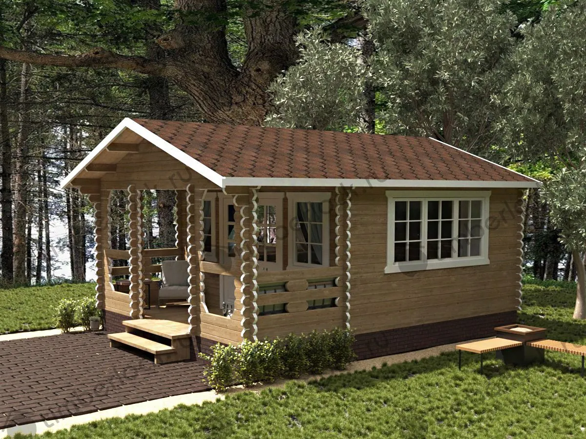 Садовый домик с верандой 4,5х6 (C-454-2)