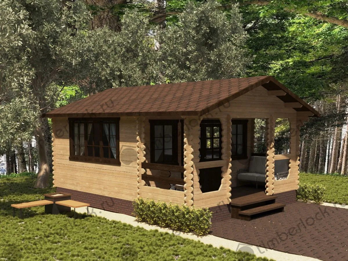 Садовый домик с верандой 4,5х6 (C-454-2)