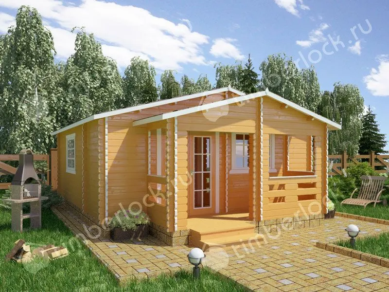 Дачный домик  6х6 с верандой Д-66-3