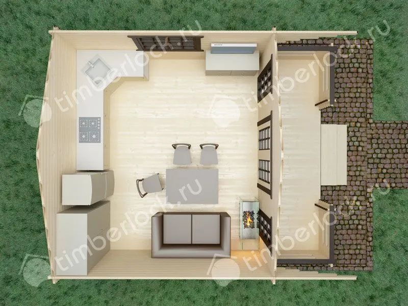 Дачный дом с верандой Д-545-3