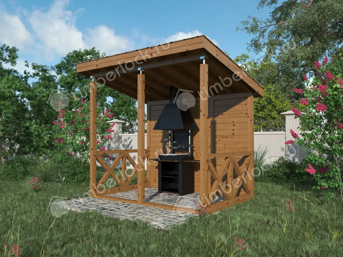 Беседка с мангалом-навес БН-23